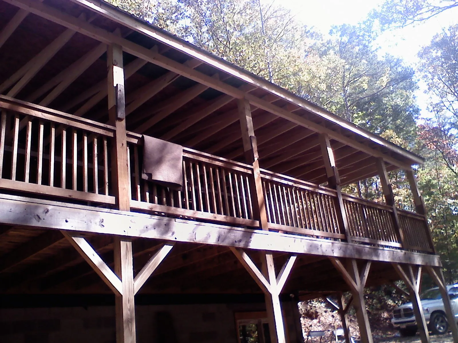 Timber framing under a new elevated porch and deck — Roof Leak Repair in Flintstone by Roofing Brothers
